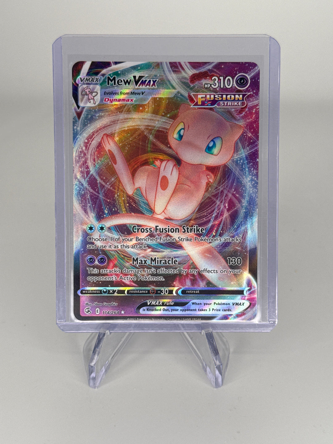 Pokemon TCG 2021 Mew VMax Fusion Strike Full Art, 114/264