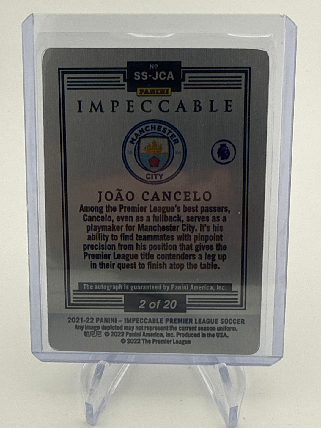Joao Cancelo 2021-2022 Panini Impeccable Stainless Stars Auto, 02/20