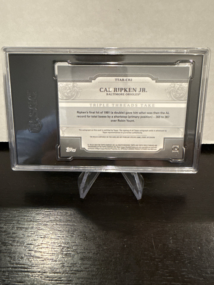 Cal Ripken Jr 2014 Topps Triple Threads Auto Relic, 07/18, SGC 8.5, SGC 10 Auto