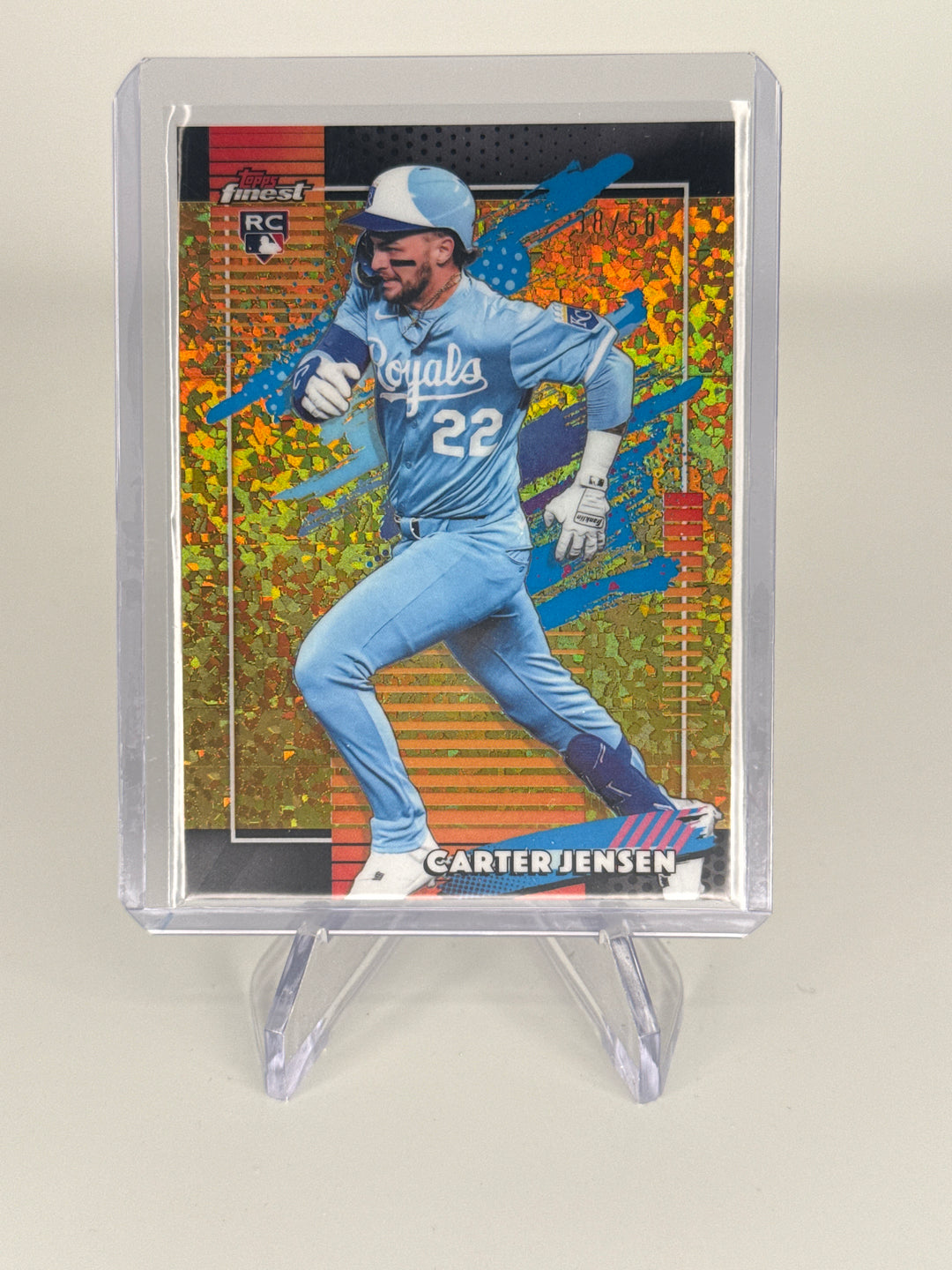 Carter Jensen 2026 Topps Finest Gold Mini Diamond Refractor Rookie, 38/50