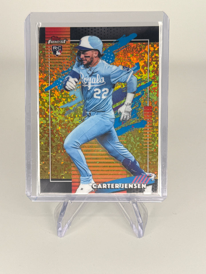 Carter Jensen 2026 Topps Finest Gold Mini Diamond Refractor Rookie, 38/50