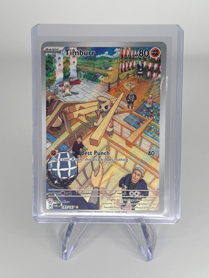 Pokemon TCG 2024 Timburr Twighlight Masquerade Full Art Illustration Rare, 183/167