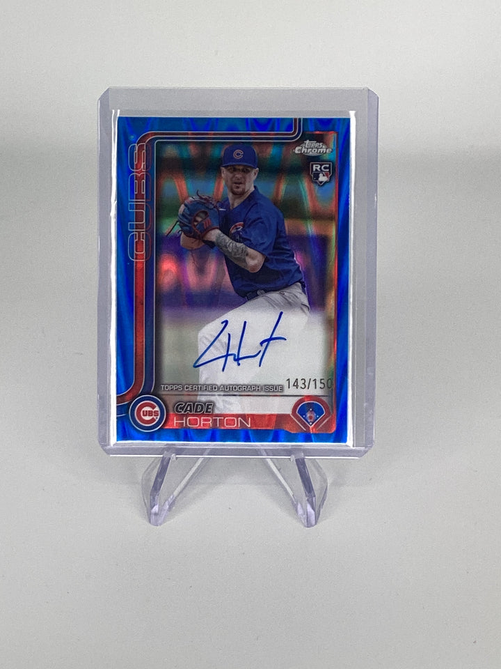 Cade Horton 2025 Topps Chrome Blue Raywave Rookie Auto, 143/150