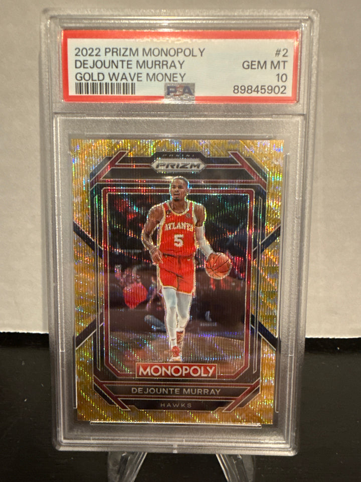 Dejounte Murray 2022 Panini Prizm Monopoly Gold Wave Money, 05/10, PSA 10 Gem Mint