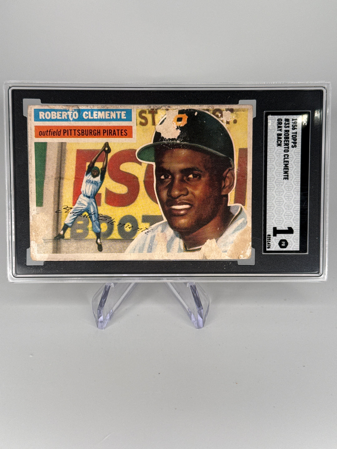 Roberto Clemente 1956 Topps Gray Back, SGC 1