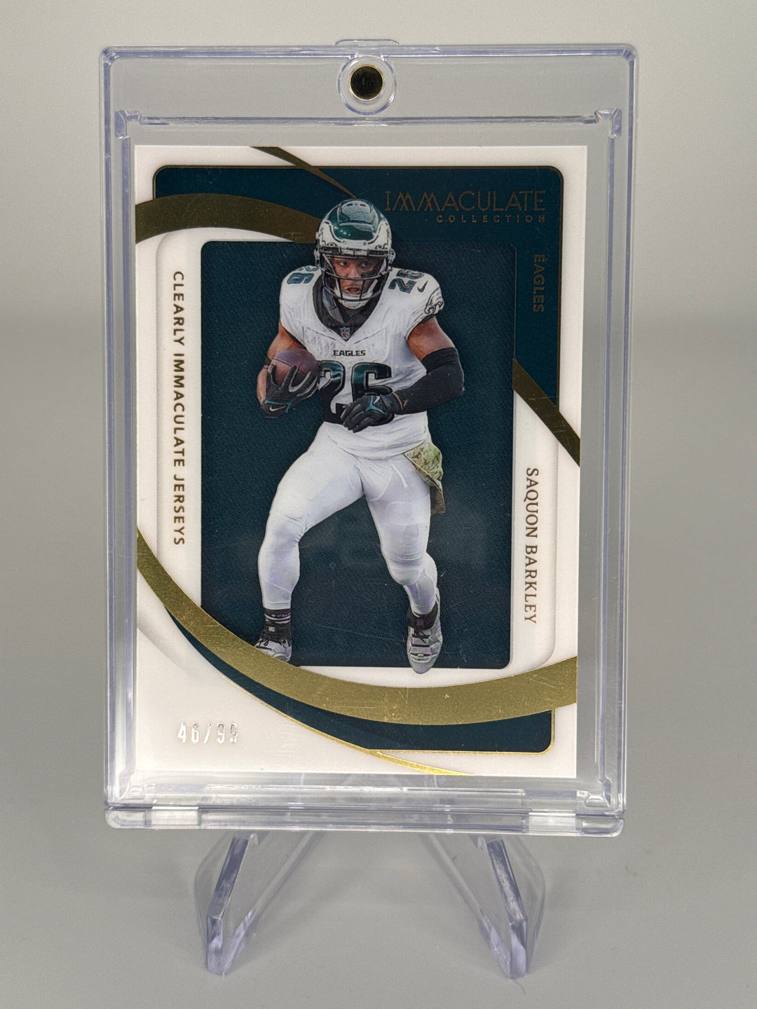 Saquon Barkley 2024 Panini Immaculate Clearly Immaculate Jersey, 46/99