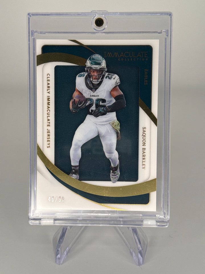 Saquon Barkley 2024 Panini Immaculate Clearly Immaculate Jersey, 46/99