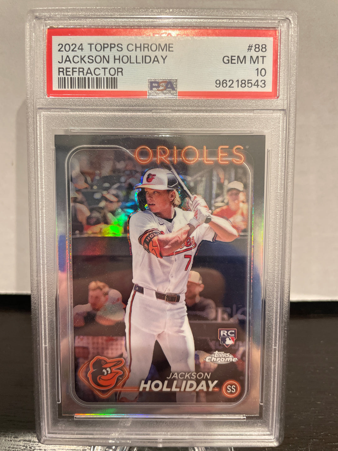 Jackson Holliday 2024 Topps Chrome Rookie Refractor, PSA 10 Gem Mint
