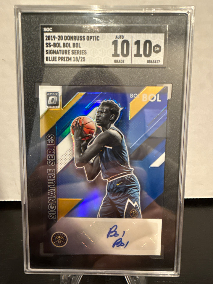 Bol Bol 2019 Panini Donruss Optic Signature Series Blue Prizm, 18/25, SGC 10 Gem Mint