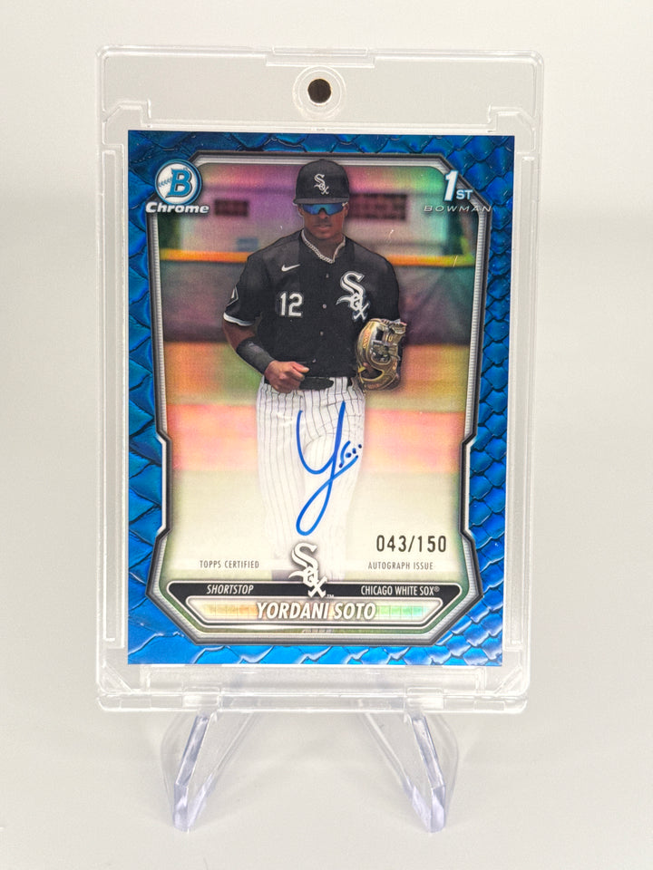 Yordani Soto 2026 Bowman Chrome Blue Reptillian 1st Auto, 043/150