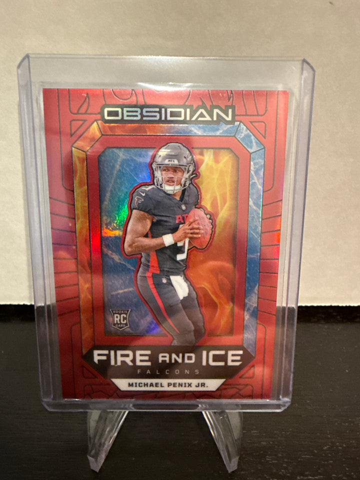 Michael Penix Jr. 2024 Panini Obsidian Fire & Ice Red Rookie, 66/75