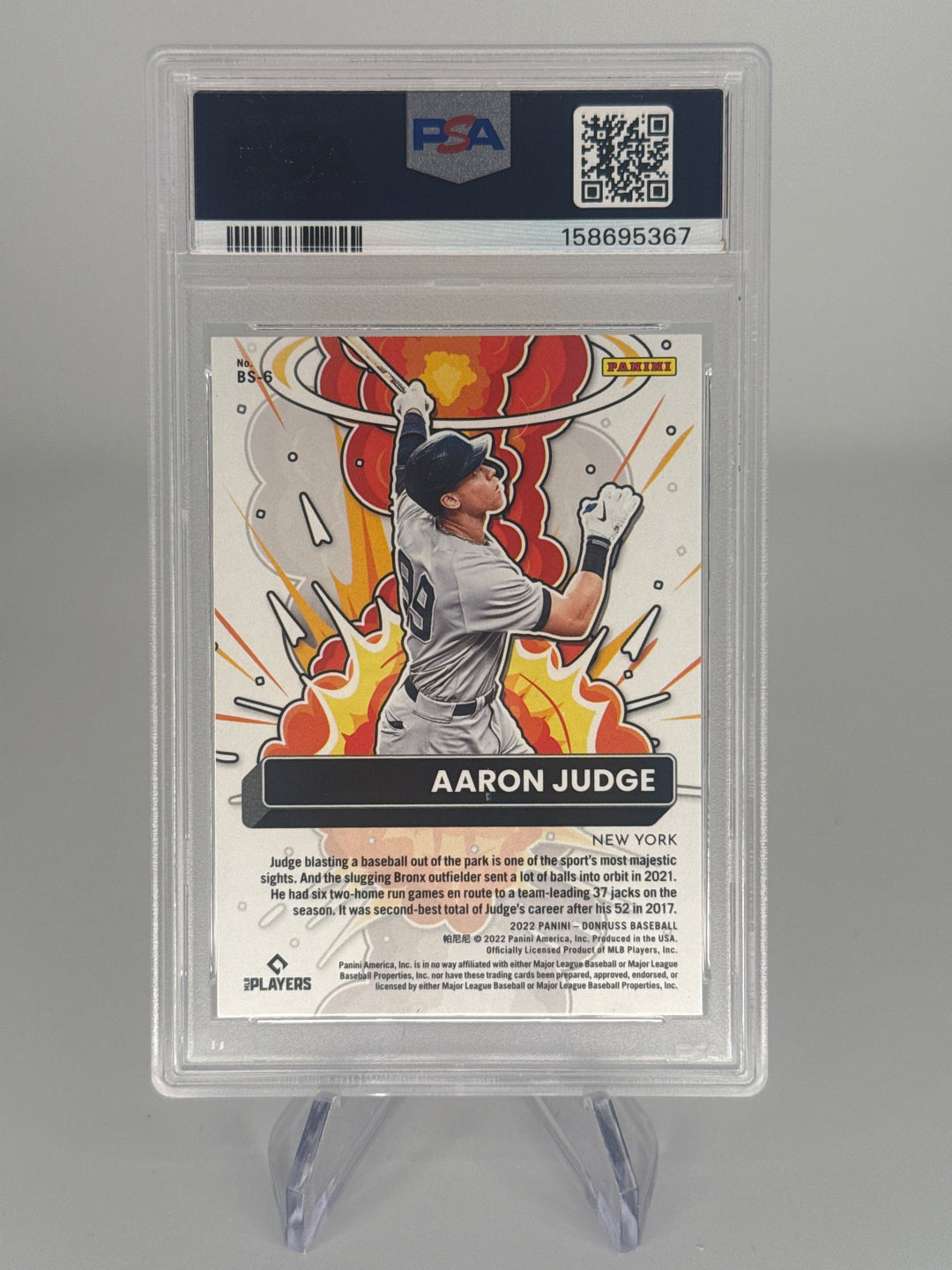Aaron Judge 2022 Panini Donruss Bomb Squad Pink Fireworks, PSA 10 Gem Mint