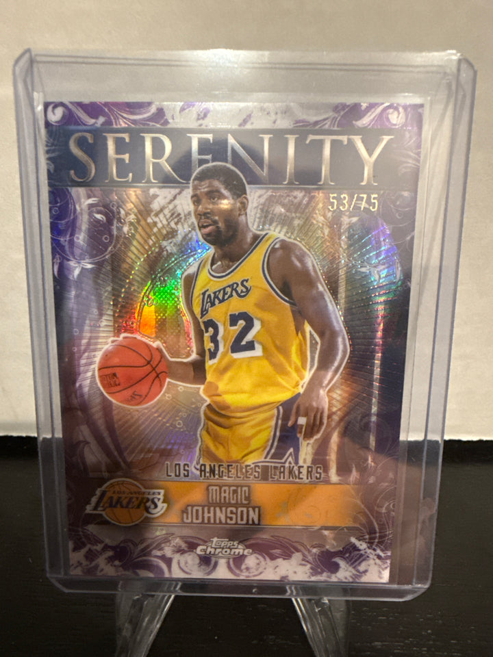 Magic Johnson 2025 Topps Basketball Serenity Purple Refractor, 53/75
