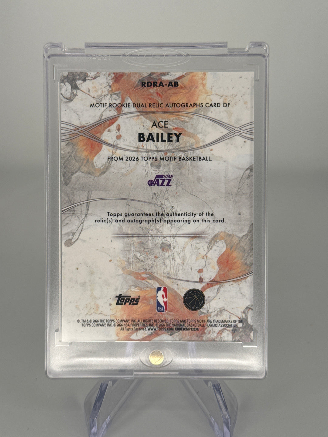 Ace Bailey 2026 Topps Motif Dual Relic Rookie Auto, 51/75