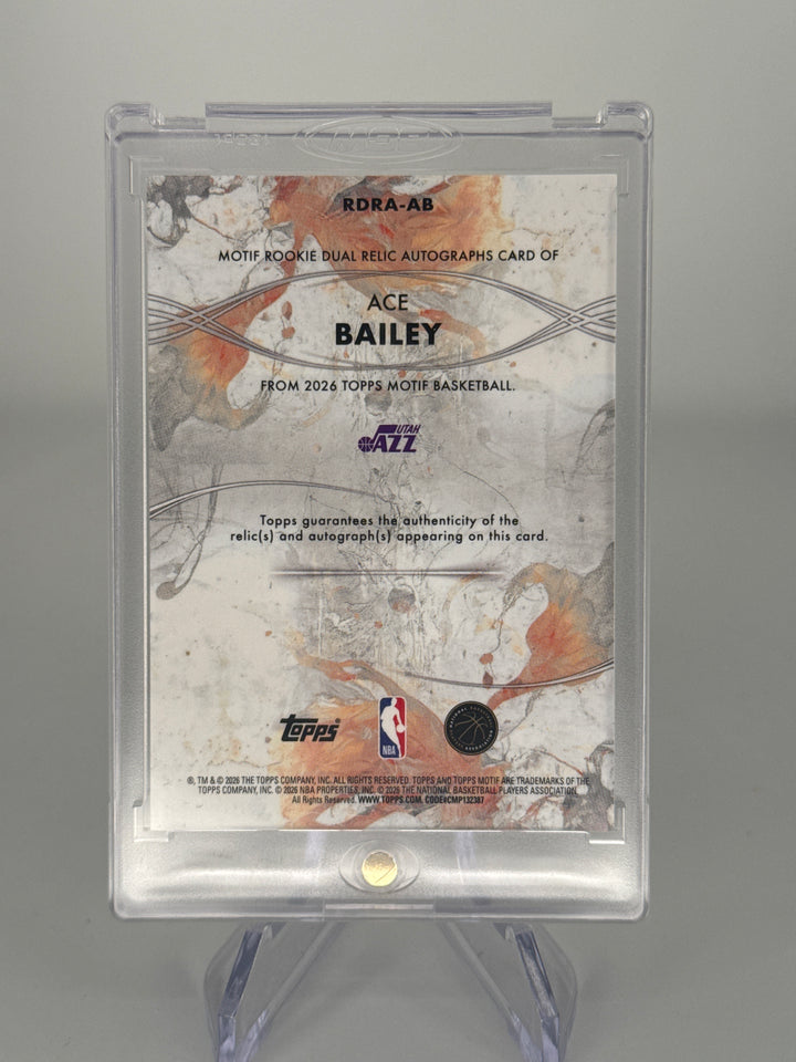 Ace Bailey 2026 Topps Motif Dual Relic Rookie Auto, 51/75