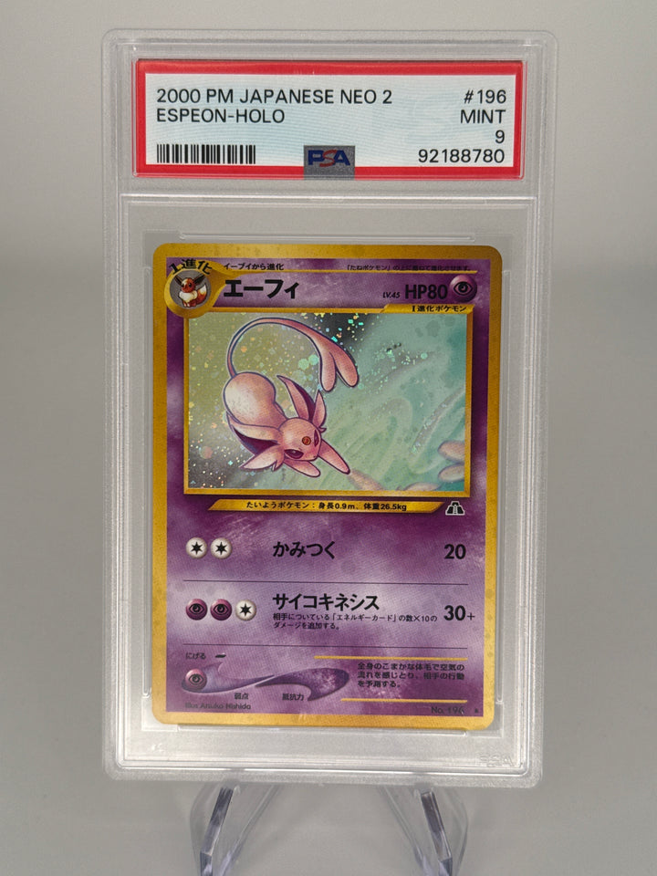 Pokemon TCG 2000 Japanese Espeon Neo 2 Holo, PSA 9 Mint