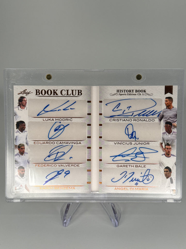 2023 Leaf Book Club History Book Octa Auto Booklet, Luka Modric/Eduardo Camavinga/Federico Valverde/Karim Benzema/Cristiano Ronaldo/Vinicius Junior/Gareth Bale/Angel Di Maria, 02/10