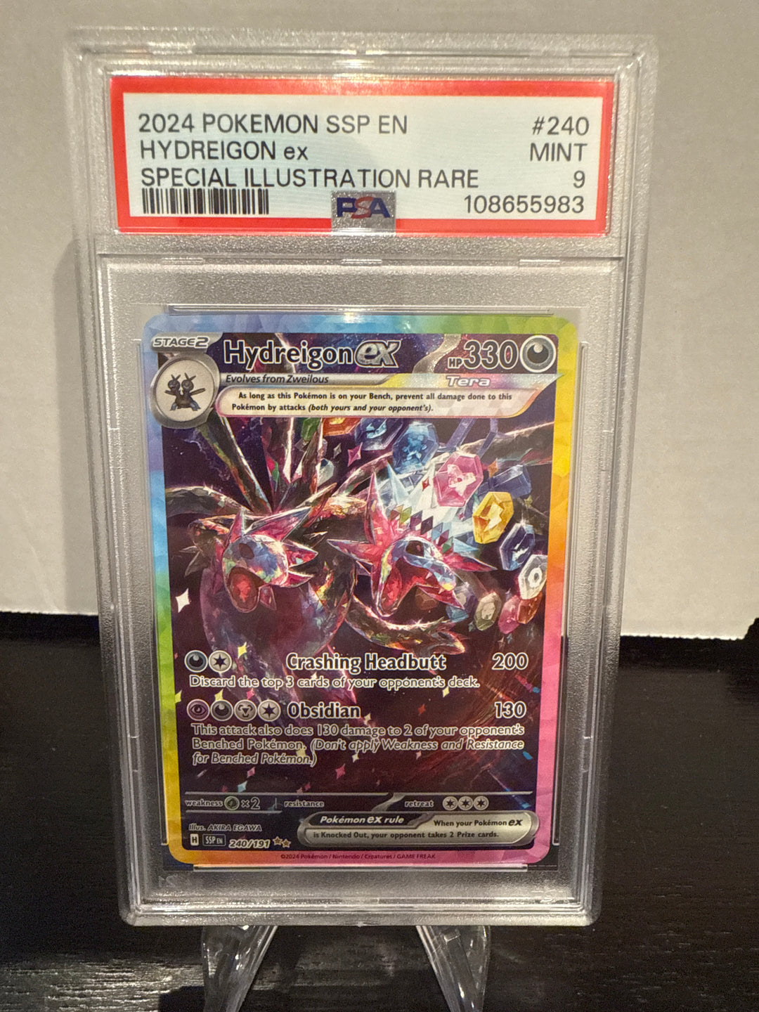 Pokémon TCG 2024 Hydreigon EX Surging Sparks Full Art Special Illustration Rare, 240/191, PSA 9 Mint