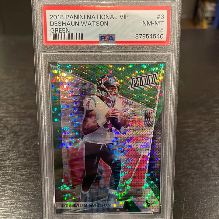 Deshaun Watson 2018 Panini National VIP Green, 5/5, PSA 8
