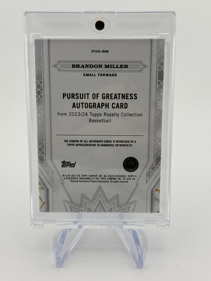 Brandon Miller 2023 Topps Royalty Pursuit of Greatness Rookie Auto, 32/99