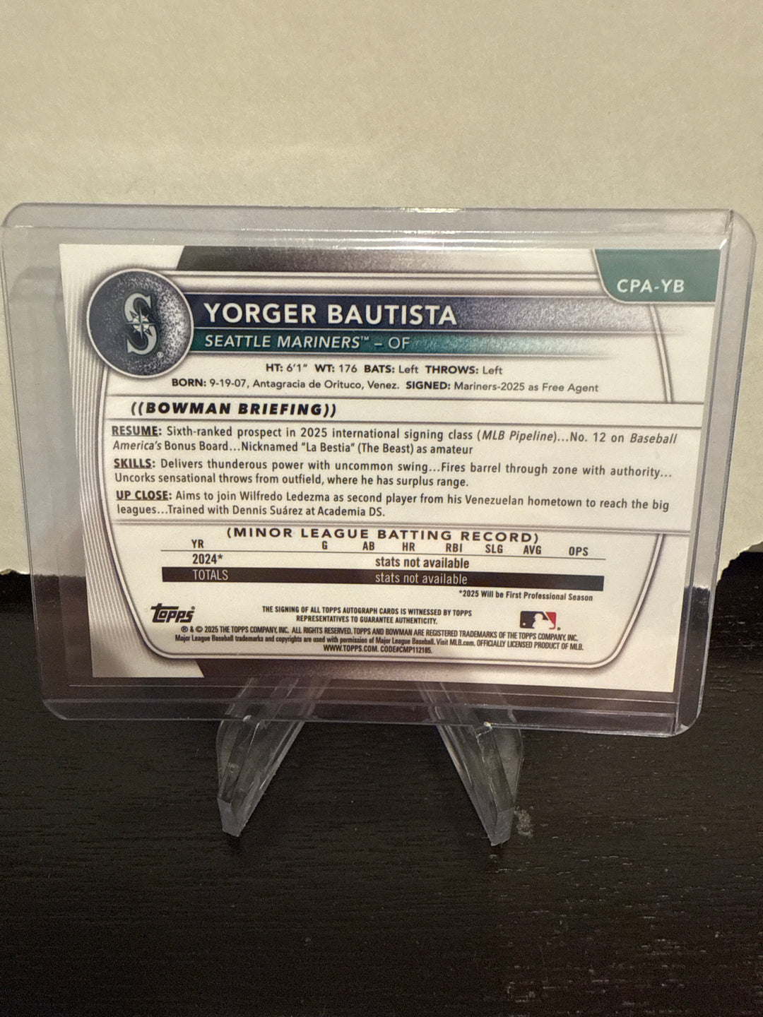 Yorger Bautista 2025 Bowman Chrome 1st Auto