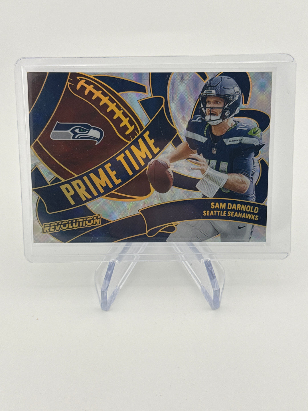 Sam Darnold 2025 Panini Revolution Prime Time SSP Case Hit