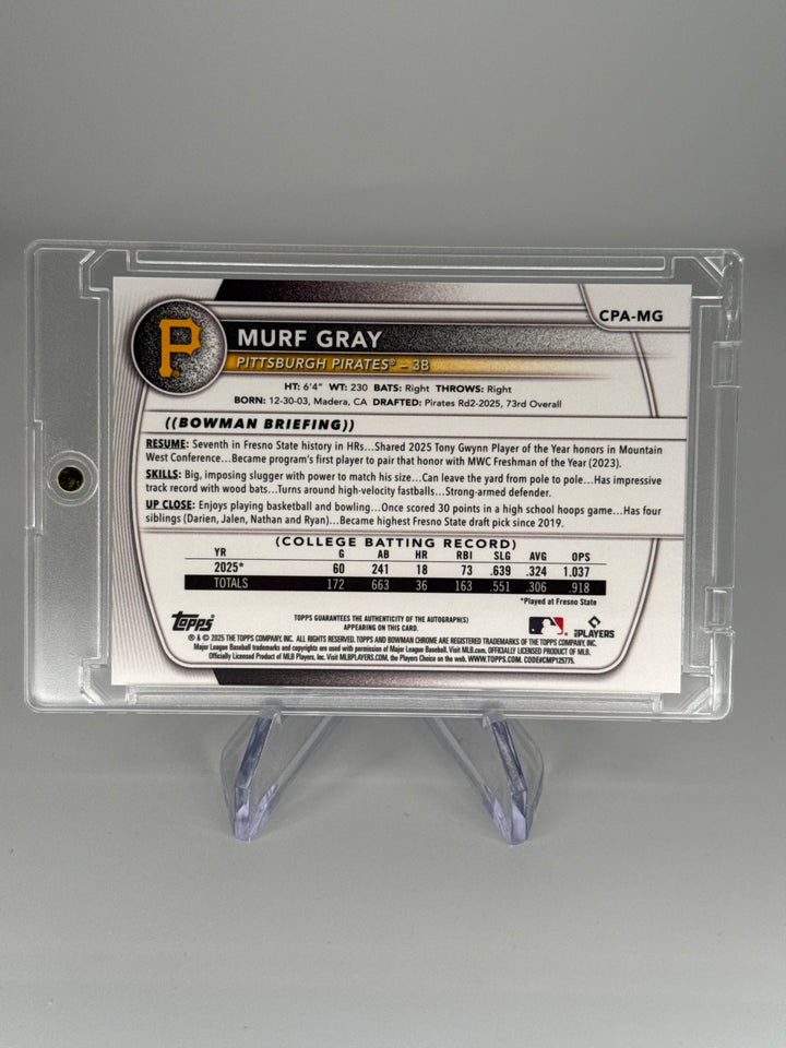 Murf Gray 2025 Bowman Chrome 1st Auto