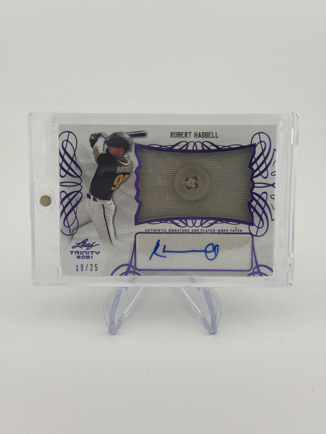 Robert Hassell 2021 Leaf Trinity Button Patch Auto, 19/25