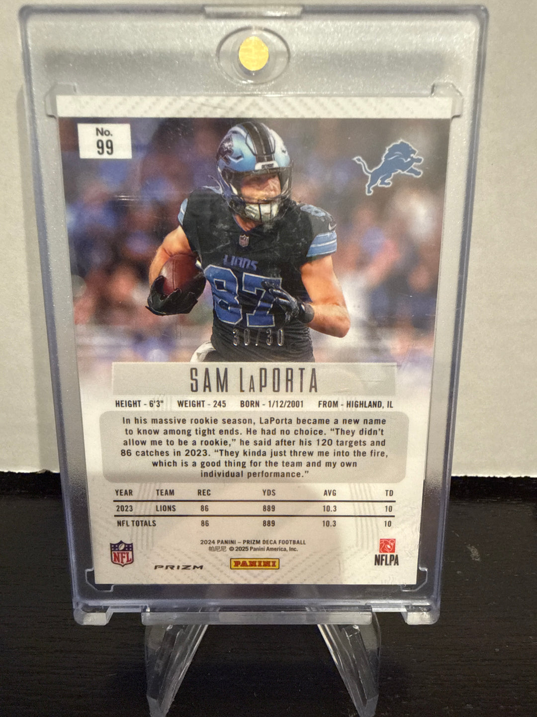 Sam LaPorta 2024 Panini Prizm DECA Mojo, 30/30