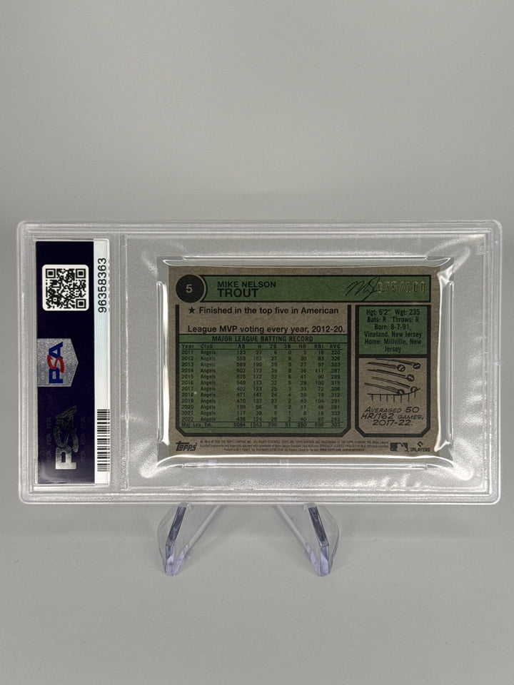 Mike Trout 2023 Topps Heritage Mini, 075/100, PSA 9 Mint