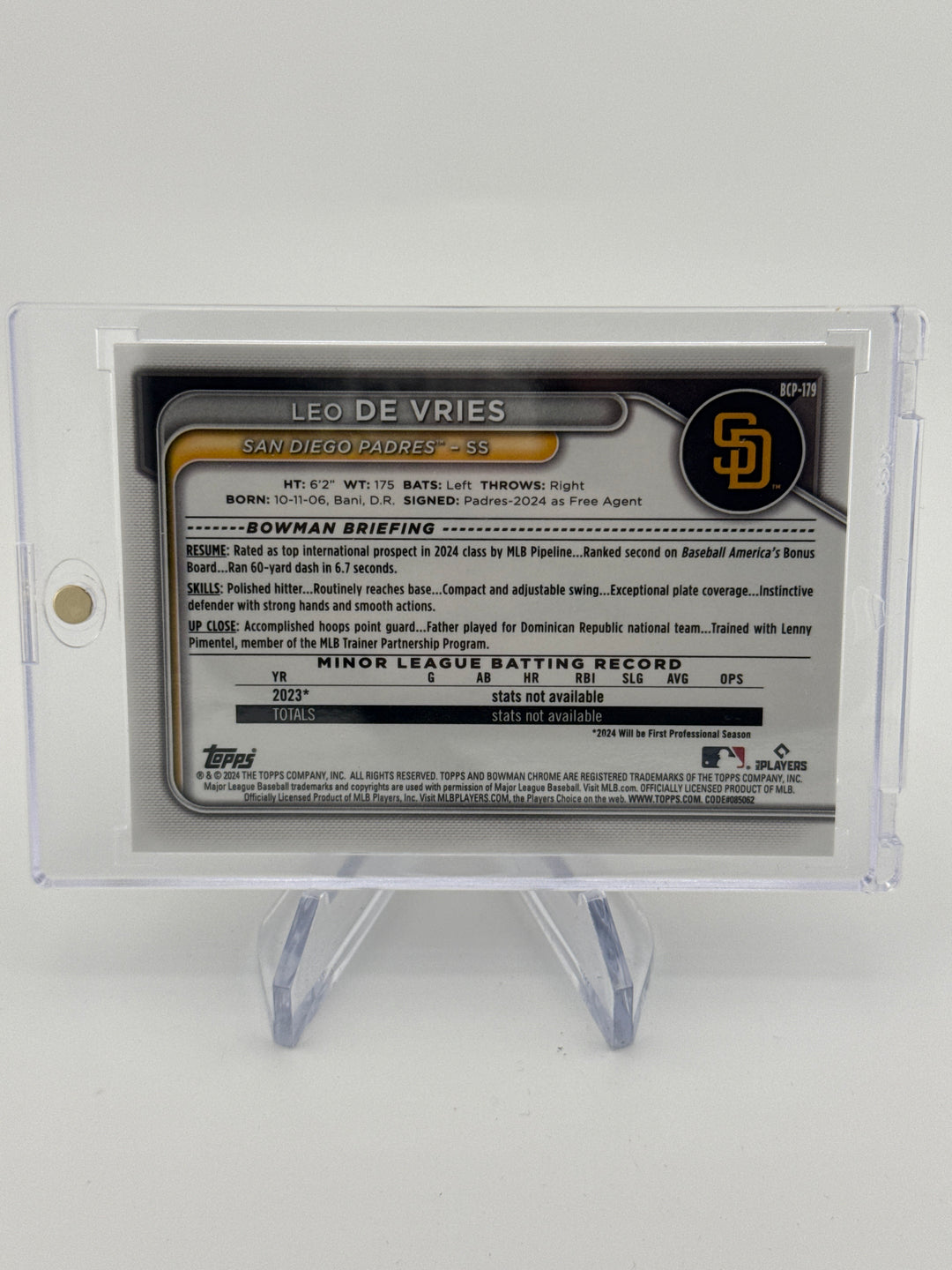 Leo De Vries 2024 Bowman Chrome Red Shimmer 1st, 06/10