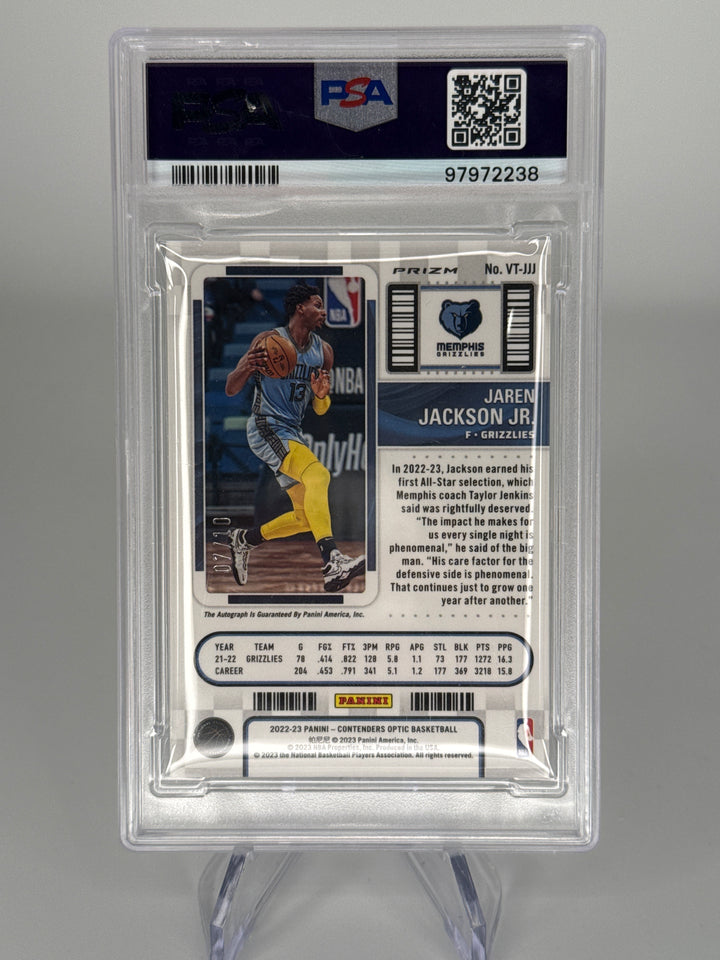 Jaren Jackson Jr 2022 Panini Contenders Optic Veteran Ticket Gold Auto, 07/10, PSA 9 Mint