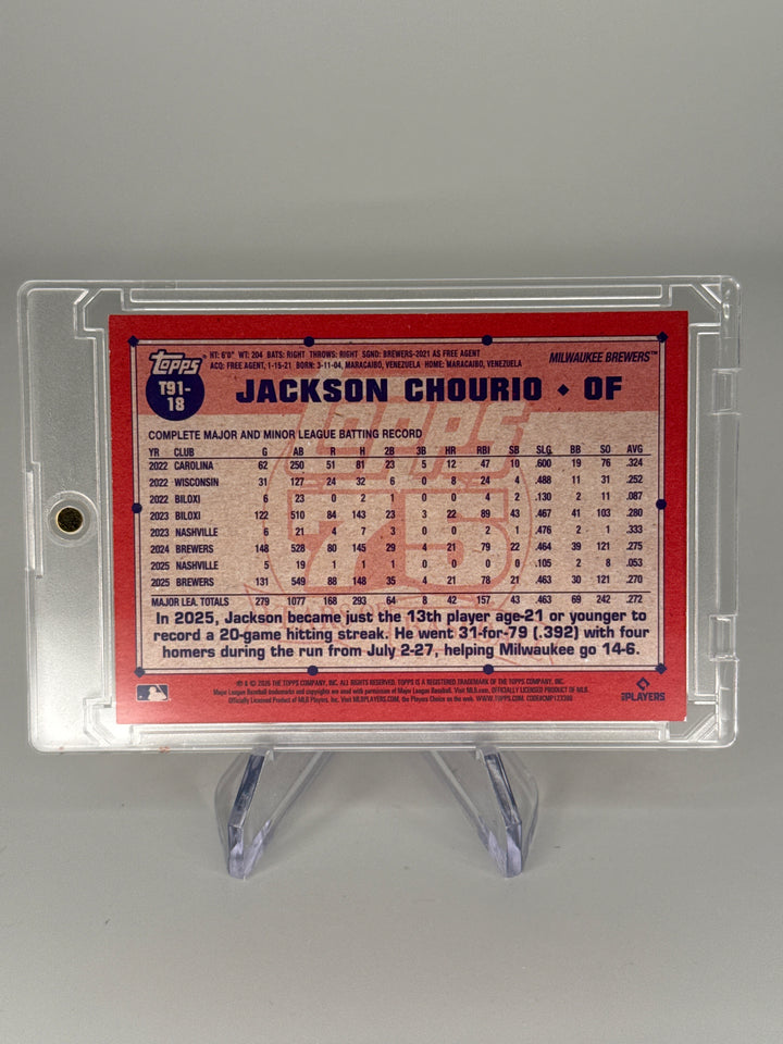 Jackson Chourio 2026 Topps Series 2 1991 Orange Refractor, 24/25