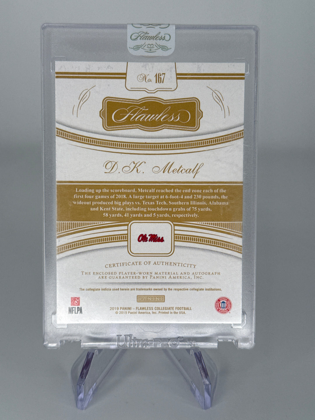 DK Metcalf 2019 Panini Flawless Collegiate Rookie Patch Auto Ruby, 03/20