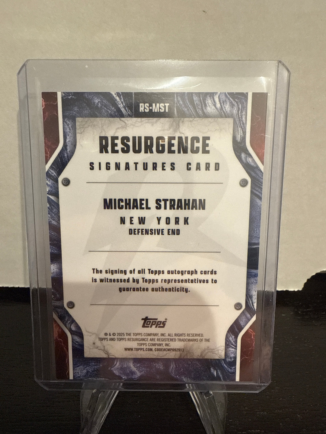 Michael Strahan 2024 Topps Resurgence Lime Green Flash Auto, 12/15