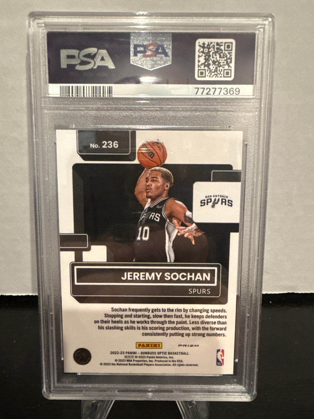 Jeremy Sochan 2022 Panini Donruss Optic Basketball SP Rookie, PSA 10 Gem Mint