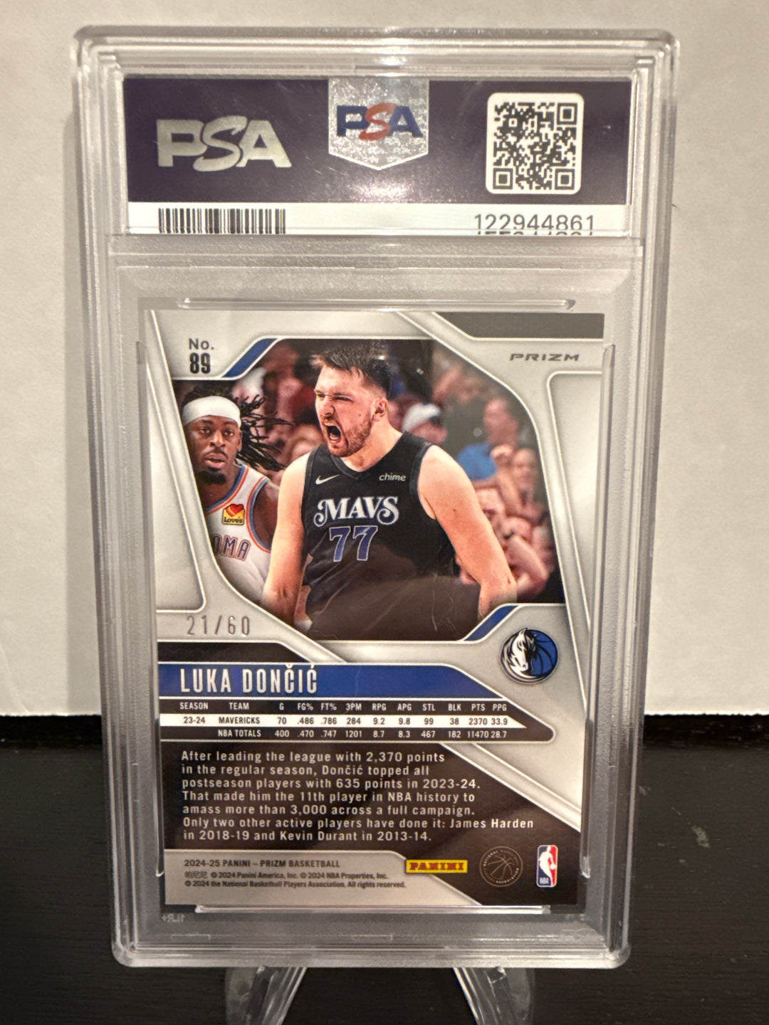 Luka Doncic 2024 Panini Prizm Orange Wave, 21/60, PSA 10 Gem Mint