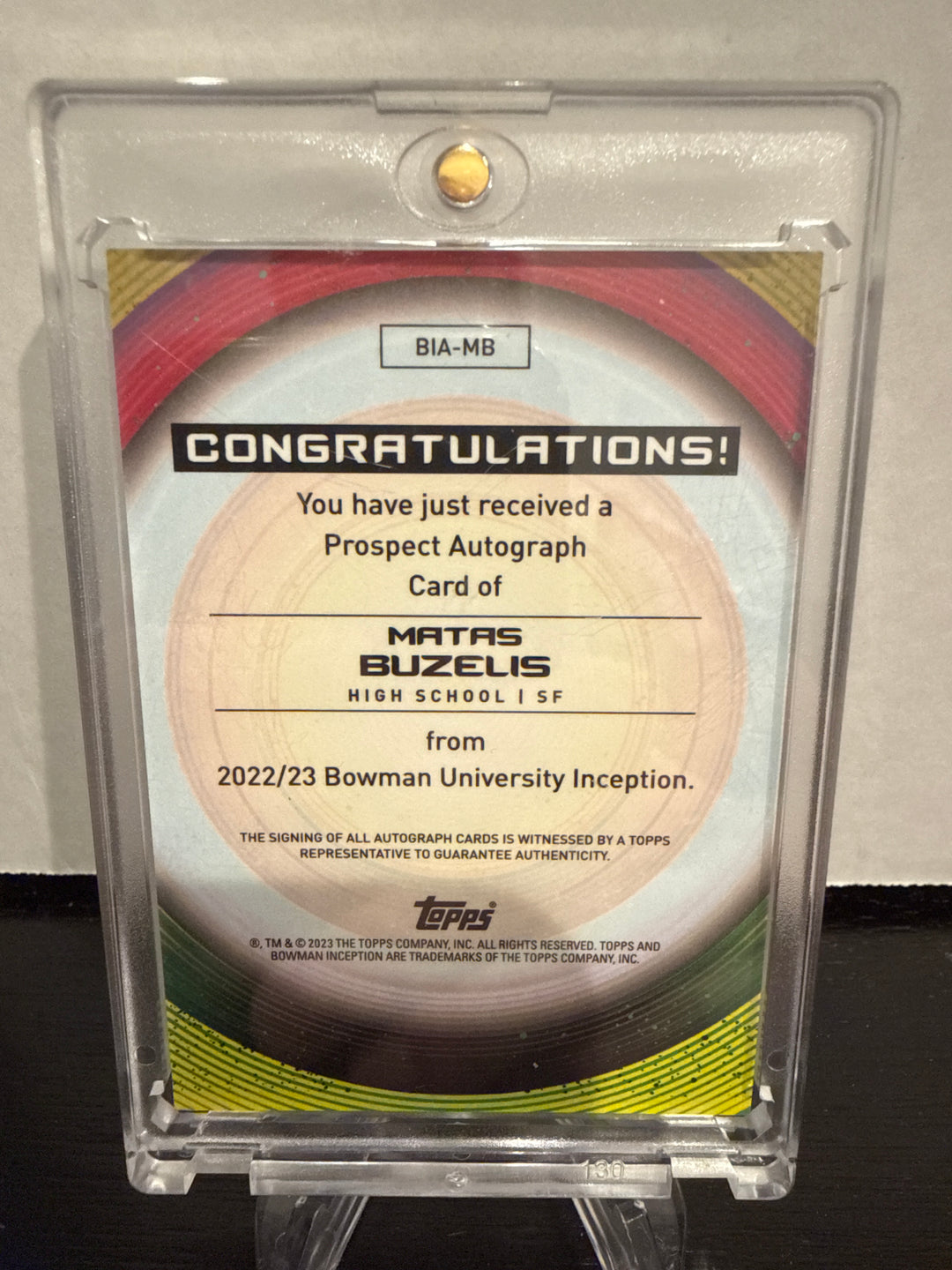 Matas Buzelis 2023 Bowman University Inception 1st Initiation Auto