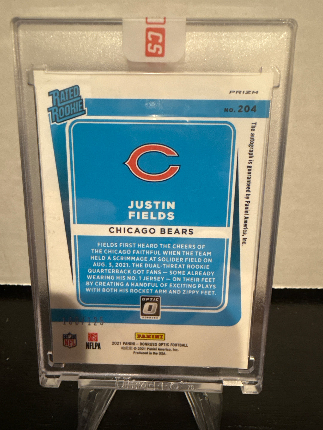 Justin Fields 2021 Panini Donruss Optic Holo Rookie Auto, 100/125