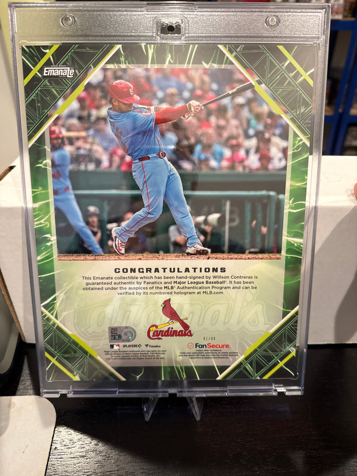 Willson Contreras 2025 Fanatics Emanate Collectable Jumbo Autograph Card, 61/99