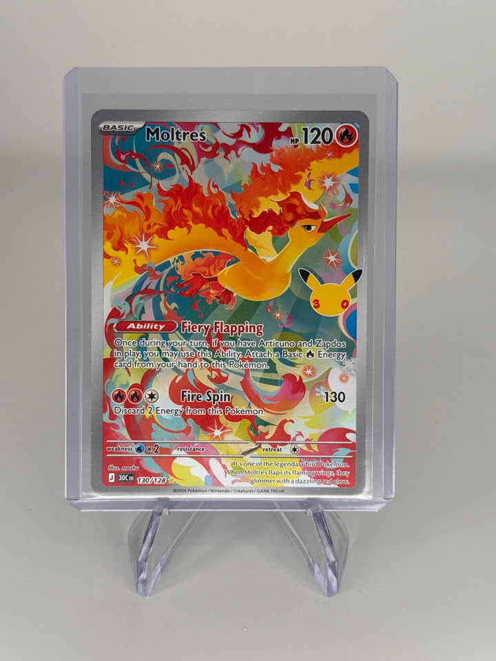 Pokemon TCG 2026 Moltres 30th Anniversary Full Art Illustration Rare, 130/128