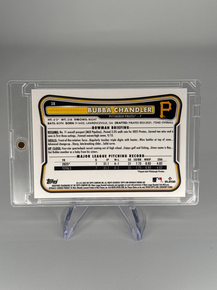 Bubba Chandler 2026 Bowman Chrome Black Refractor Rookie, 08/10