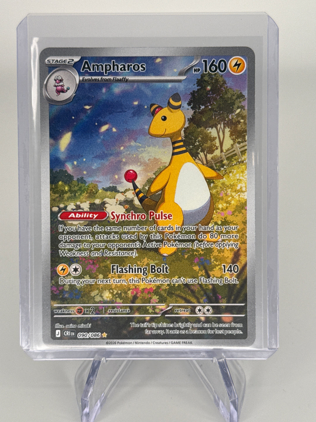 Pokemon TCG 2026 Ampharos Chaos Rising Full Art Illustration Rare, 090/086