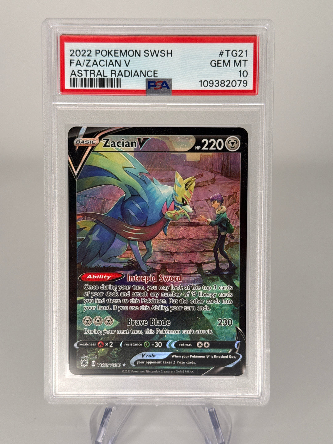 Pokemon TCG 2022 Zacian V Astral Radiance Trainer Gallery, TG21/TG30, PSA 10 Gem Mint
