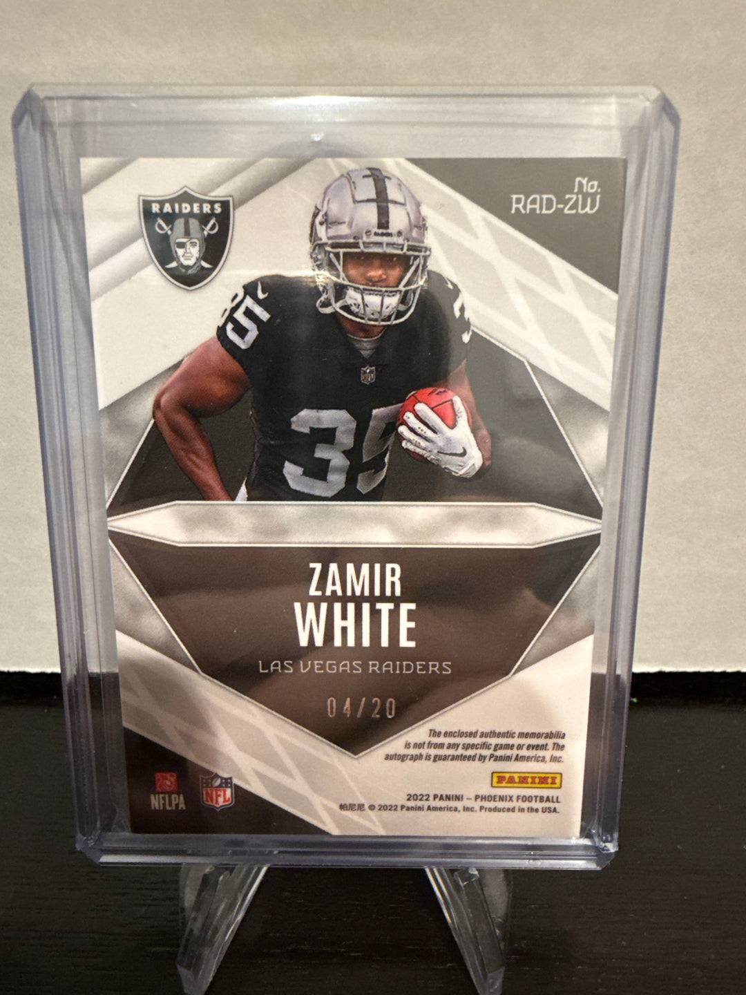 Zamir White 2022 Panini Phoenix Rookie Patch Auto Red Mojo, 04/20