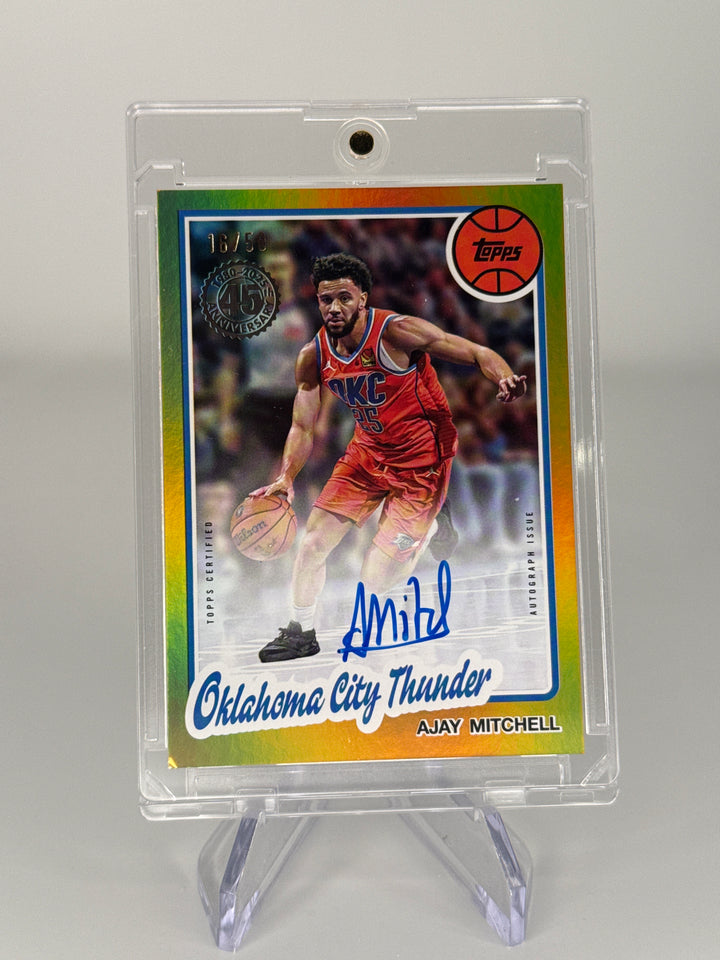 Ajay Mitchell 2025 Topps Flagship 45th Anniversary Gold Foil Auto, 16/50