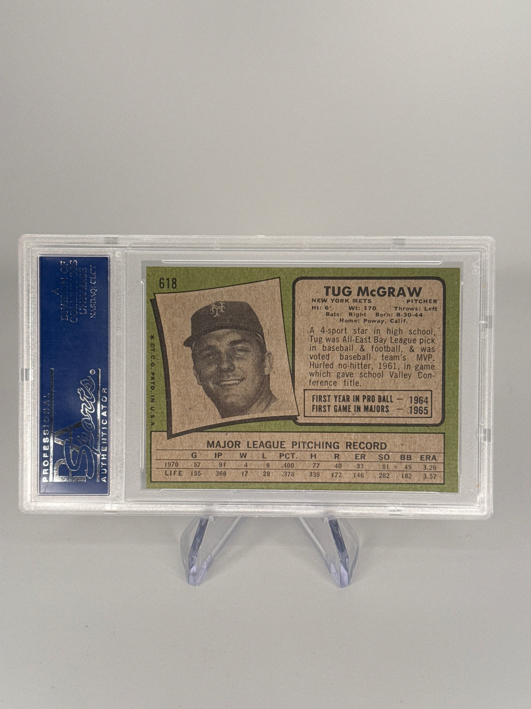 Tug McGraw 1971 Topps, PSA 8