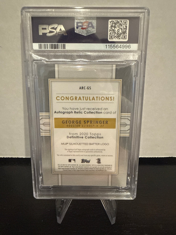George Springer 20203 Topps Definitive Collection MLB Logo 1/1 Auto, PSA 10 Gem Mint