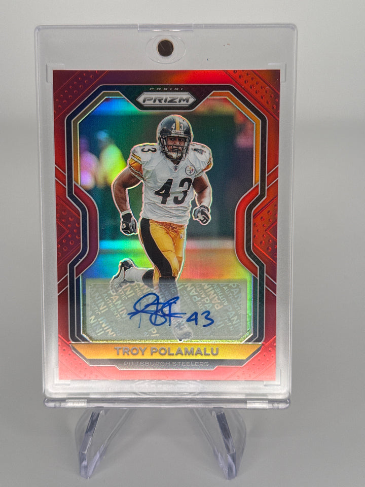 Troy Polamalu 2020 Panini Prizm Red Prizm Auto, 3/5