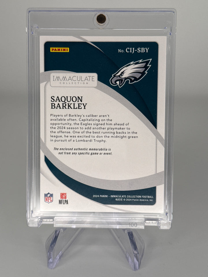 Saquon Barkley 2024 Panini Immaculate Clearly Immaculate Jersey, 46/99